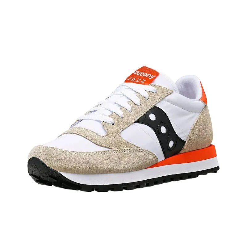 Saucony Jazz Original Anti Slip Wear Resistant Low Top Running Shoes Women's White Orange Black-2