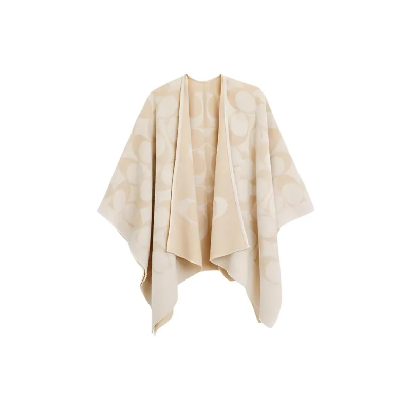 COACH Sheep Wool Polyamide Shawls Women's Chalk White-0