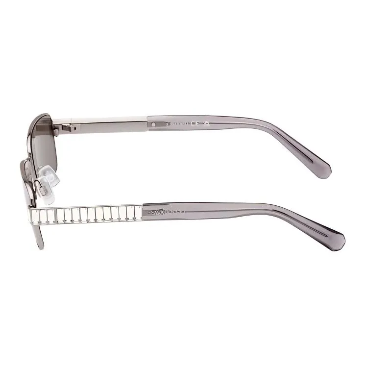 Swarovski Metal Crystal Rectangular Sunglasses Unisex Silver-2