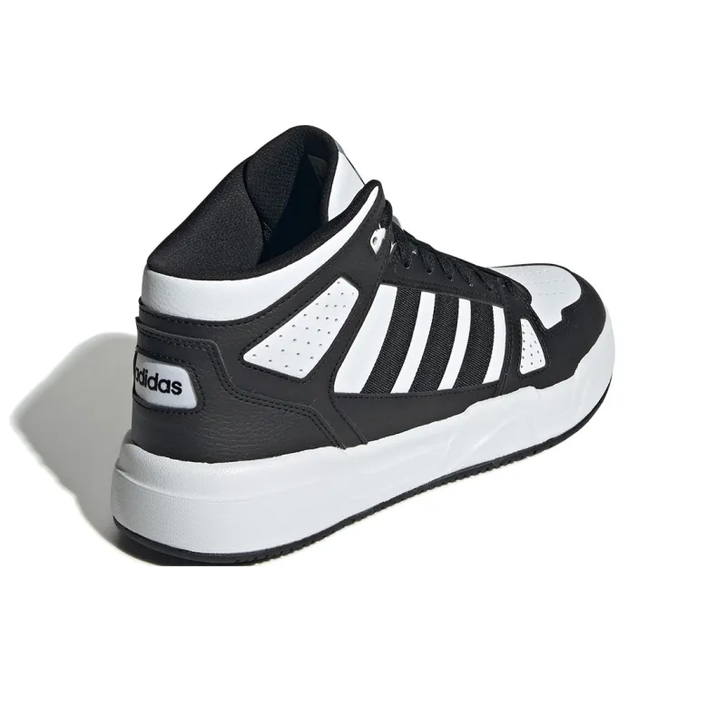Adidas Anti Slip Wear Resistant Mid Top Running Shoes Men's Black White-3