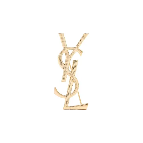 SAINT LAURENT Cassandre Logo Engraved Brooch