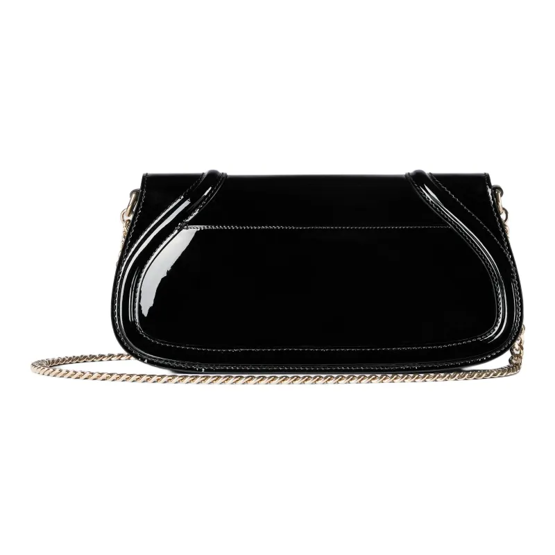 GUCCI Blondie Patent Leather Crossbody Bag, Shoulder Bag Trumpets Women's Black-3