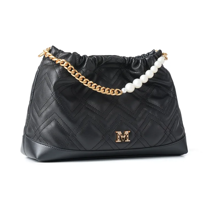 Montagut Sheepskin Handbag Regular Women's Black/Stone Gray/Acorn/Coconut Milk White-1