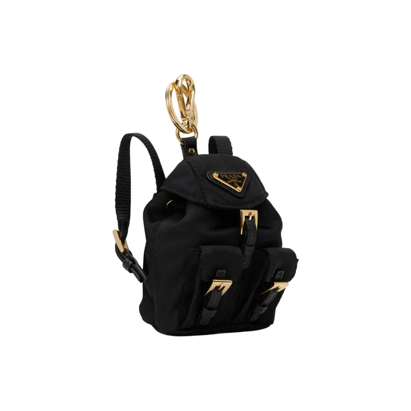 PRADA Recycled Nylon Enamel Metal Keychains Women's Black-1