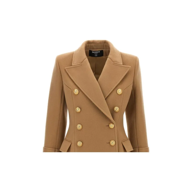 BALMAIN Double Breasted Logo Button Coat-5