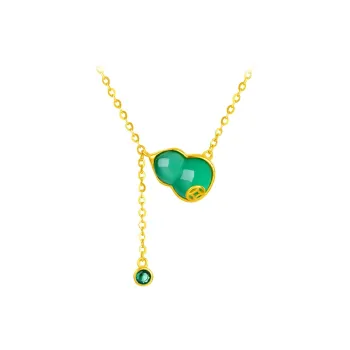 CHOW TAI SENG Chalcedony Collarbone Chain Set Delicate Packaging Women's