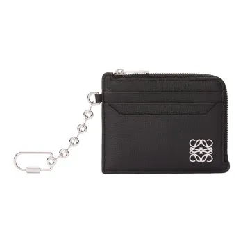 LOEWE Anagram Pebble Texture Calfskin Card Holder Women's Black