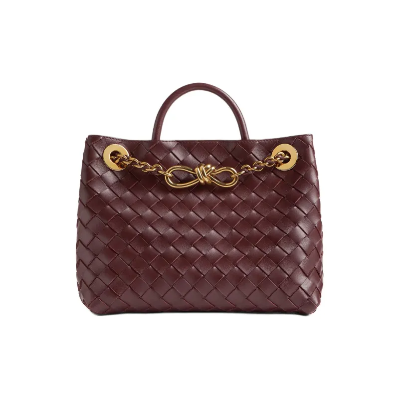Bottega Veneta Andiamo Series Sheepskin One Shoulder Handbag Trumpets Women's Burgundy-0