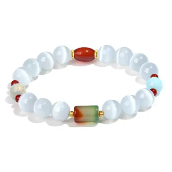 PUTUOSHANWENCHUANG Glass Cat Eye Bracelets Women's
