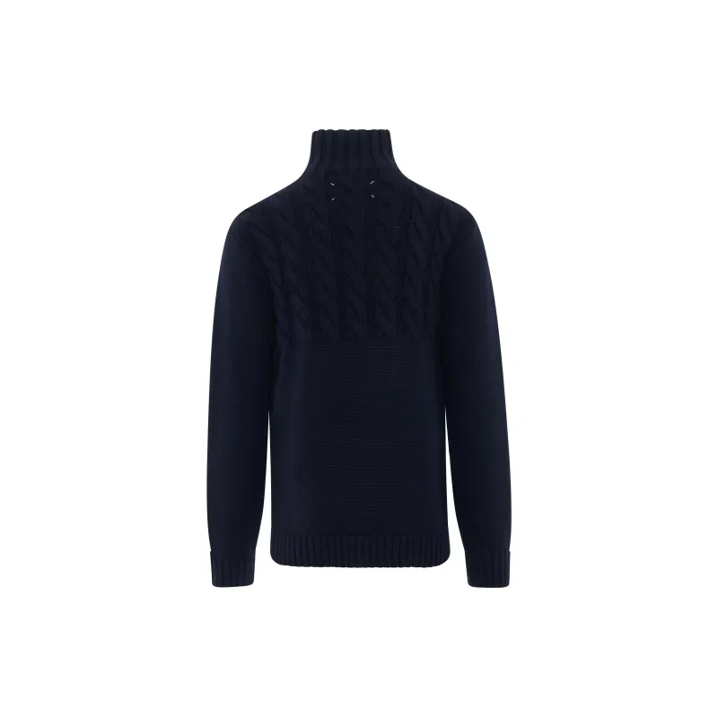 Maison Margiela High Neck Cable Knitted Jumper-1