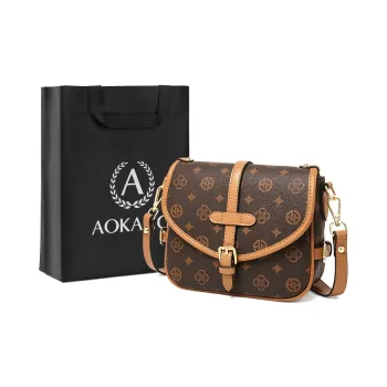 AOKANG PVC Small Square Bag, Shoulder Bag, Crossbody Bag Regular Women's Coffee/Ecru