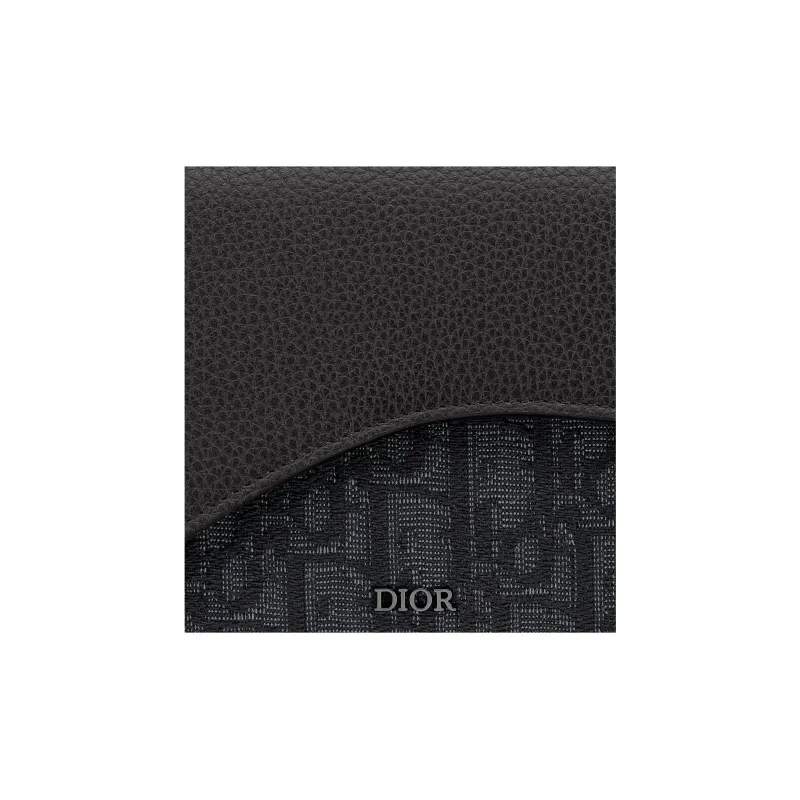 DIOR Saddle Cotton With Calfskin Wallet Regular Men's Black-4