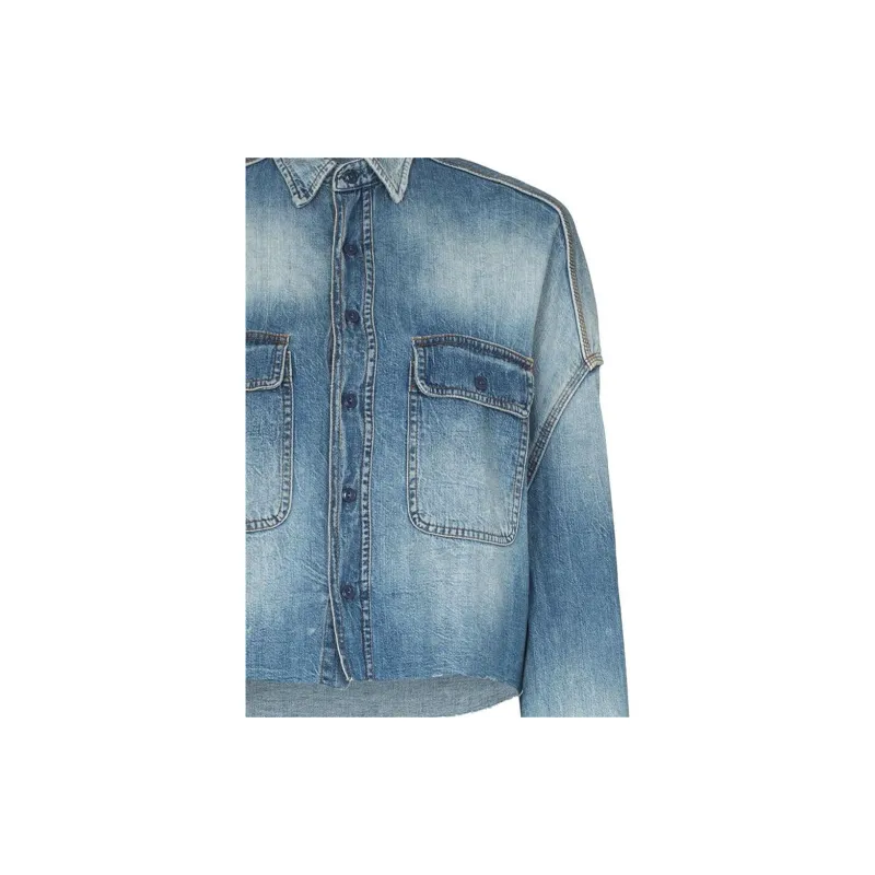 R13 Cropped Denim Shirt-4