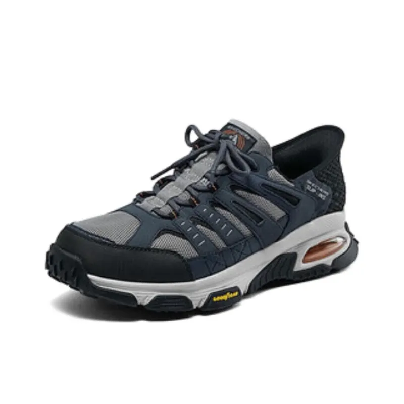 Skechers Breathable Lightweight Low-Top Trail Running Running Shoes Men's Black Blue-2