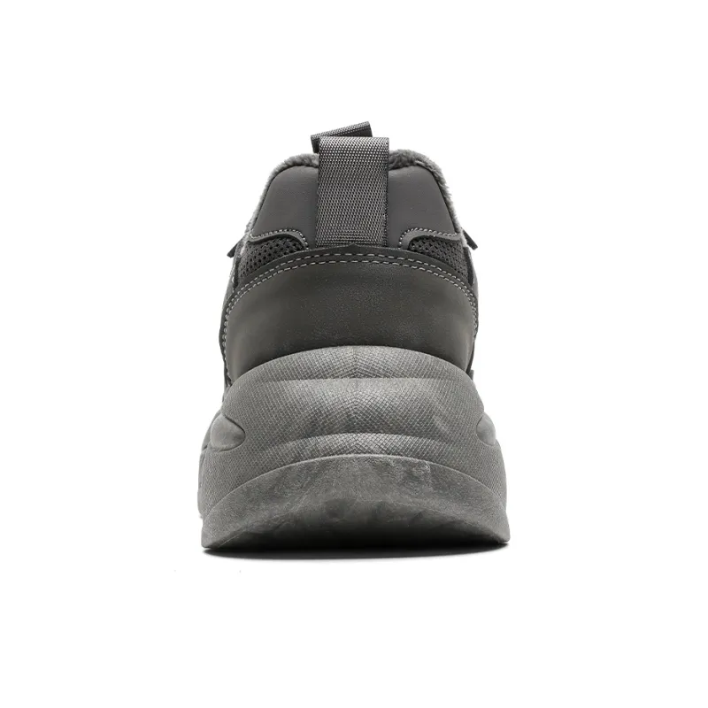 Warrior Height Increasing Warmth Low Top Chunky Sneakers Men's Charcoal Gray-5