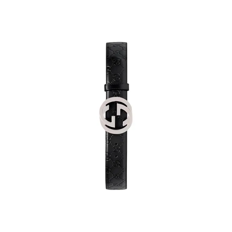 GUCCI Leather Belts Men's Black 4cm-1