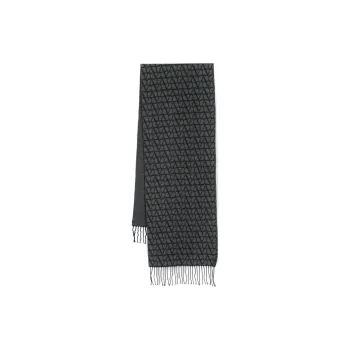 Valentino Pure Wool Cashmere Blend Knit Scarves Women's Black