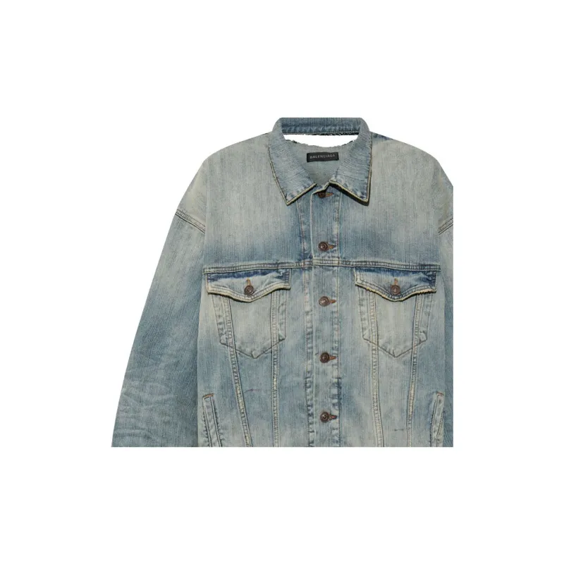 Balenciaga Collared Button Up Denim Jacket-3