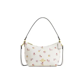 COACH Zip Top Crossbody Coated Canvas Portable Crossbody Bag Shoulder Bag Small Size Women's White