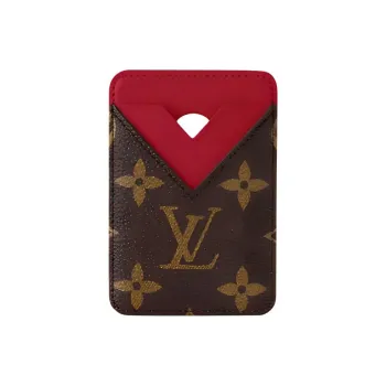 LOUIS VUITTON Coated Canvas Card Holder Unisex Silk Red