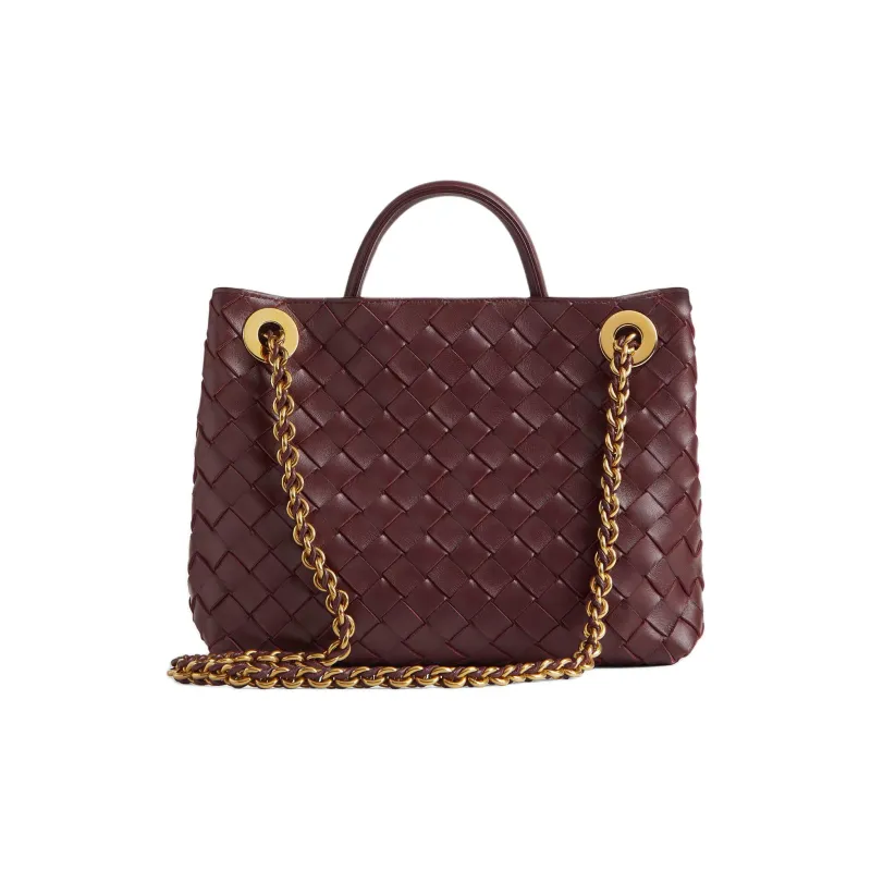 Bottega Veneta Andiamo Series Sheepskin One Shoulder Handbag Trumpets Women's Burgundy-2