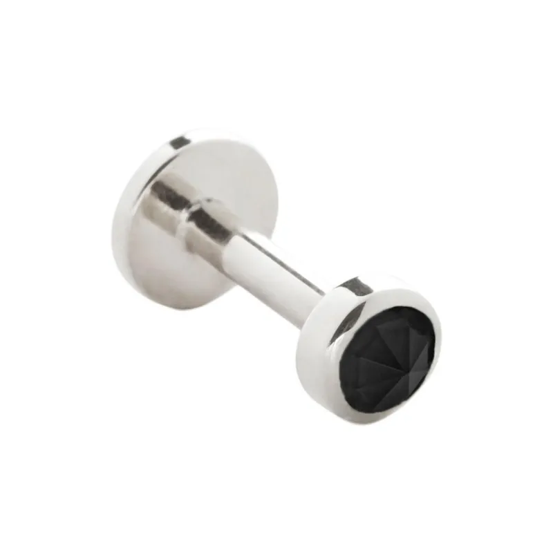 Monica Vinader 14kt White Gold Mini Gem Onyx Earring-1
