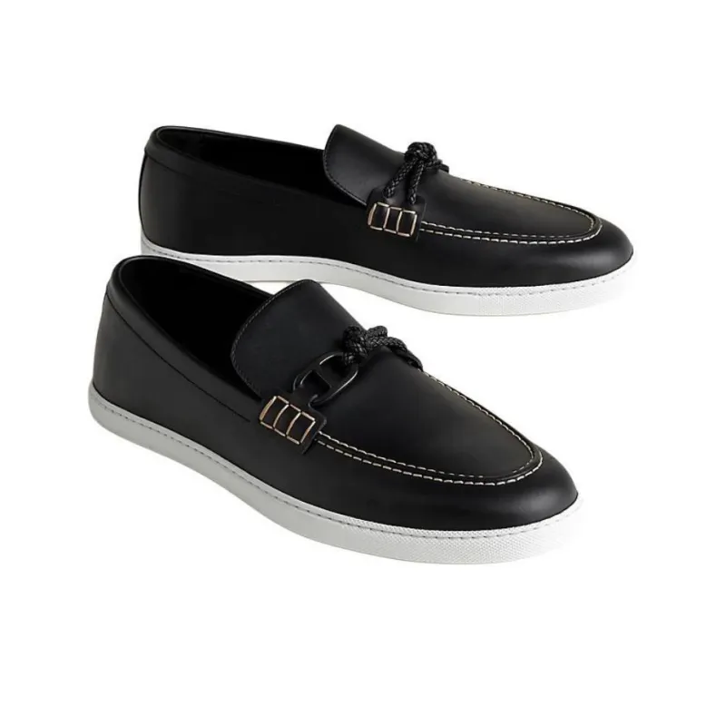 HERMES Chaine D'Ancre Ignacio Loafers Men's Black-2