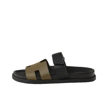 HERMES Chypre Slide Slippers Men's Black Umber