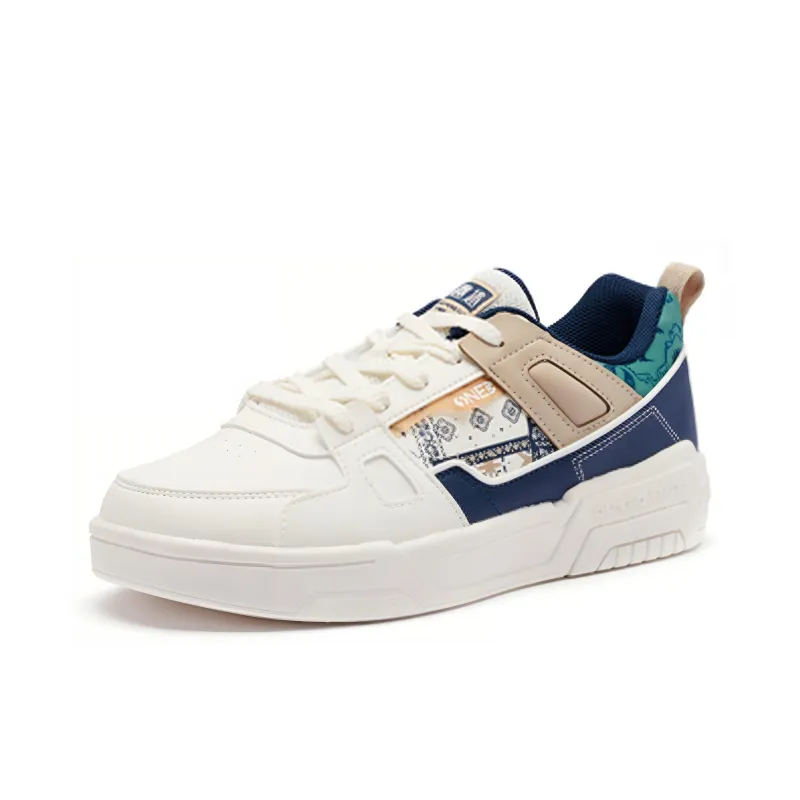 361° Anti-Slip And Wear-Resistant Lightweight Low-Top Skateboard Shoes Men's White Cyan-1