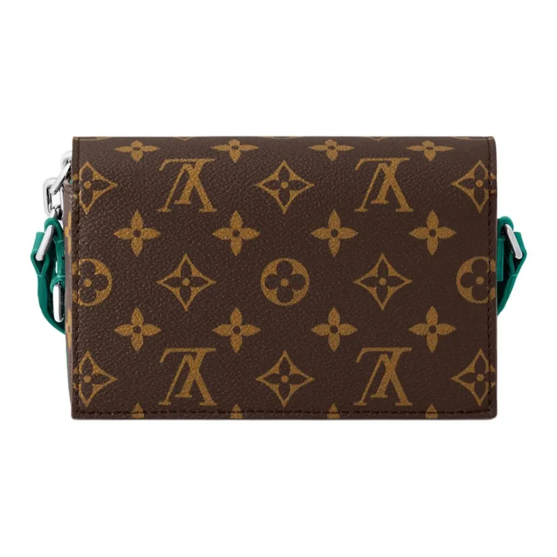 LOUIS VUITTON Leather Shoulder Bag Crossbody Bag Men's Brown & Green-2
