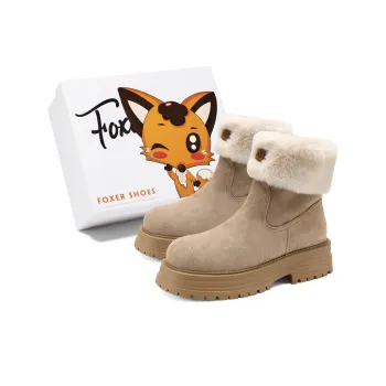FOXER Abrasion Resistant Slip Resistant Short Snow Boots Women's Khaki