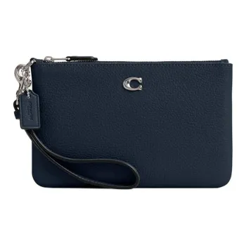 COACH Leather Clutch Small Size Women's Navy Blue