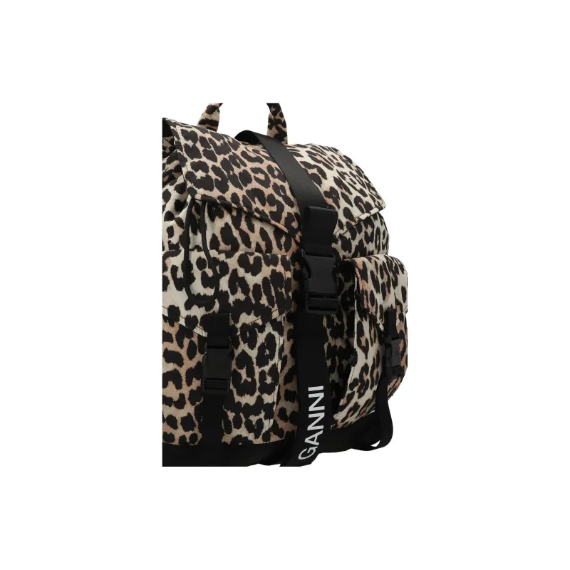 GANNI Leopard Printed Drawstring Backpack-5