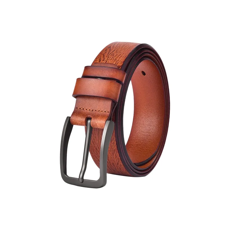 Old Man's Head Top Grain Cow Leather With Vegetable Tanned Leather Leather Belts Men's 3.8cm-0