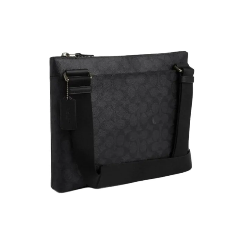 COACH Carrier Coated Canvas Shoulder Bag Tubas Men's Charcoal-1