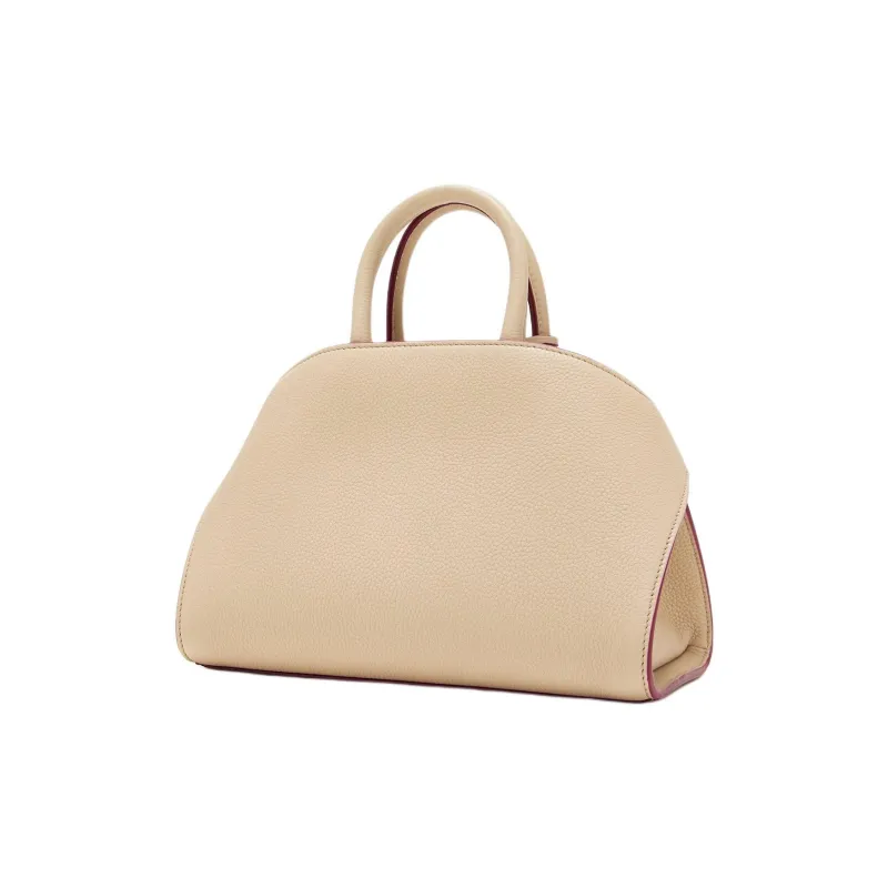 FERRAGAMO Hug Grained Calfskin Shoulder Bag Crossbody Bag Handbag Mini Women's Beige-1