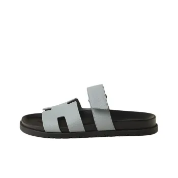 HERMES Chypre Slide Slippers Men's Gray Blue