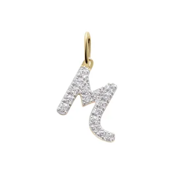 Monica Vinader 14kt Yellow Gold M Charm Diamond Necklace
