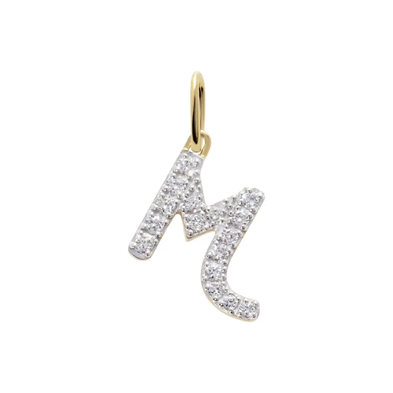 Monica Vinader 14kt Yellow Gold M Charm Diamond Necklace-0