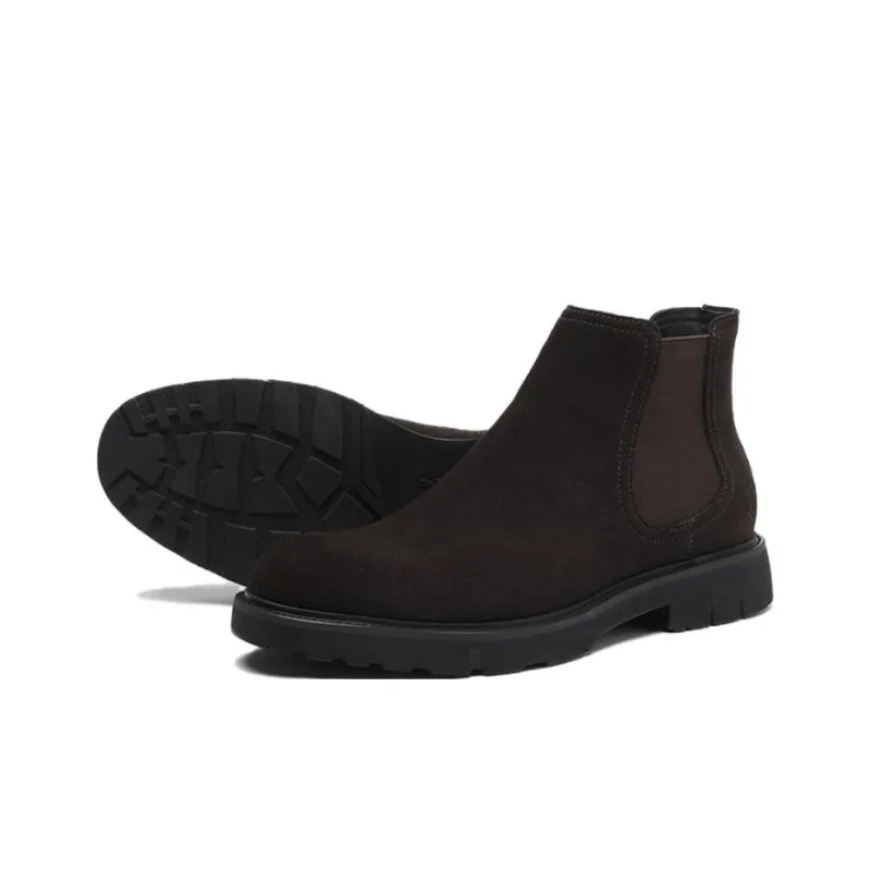 ELLE HOMME Short Chelsea Boots Men's Dark Brown Europe Version-2