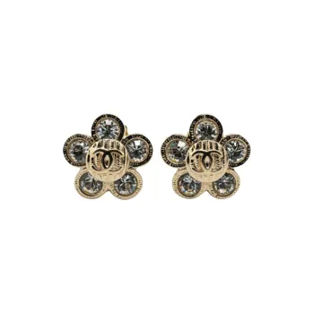 CHANEL 2006 Cc Logo Floral Clip on Earrings