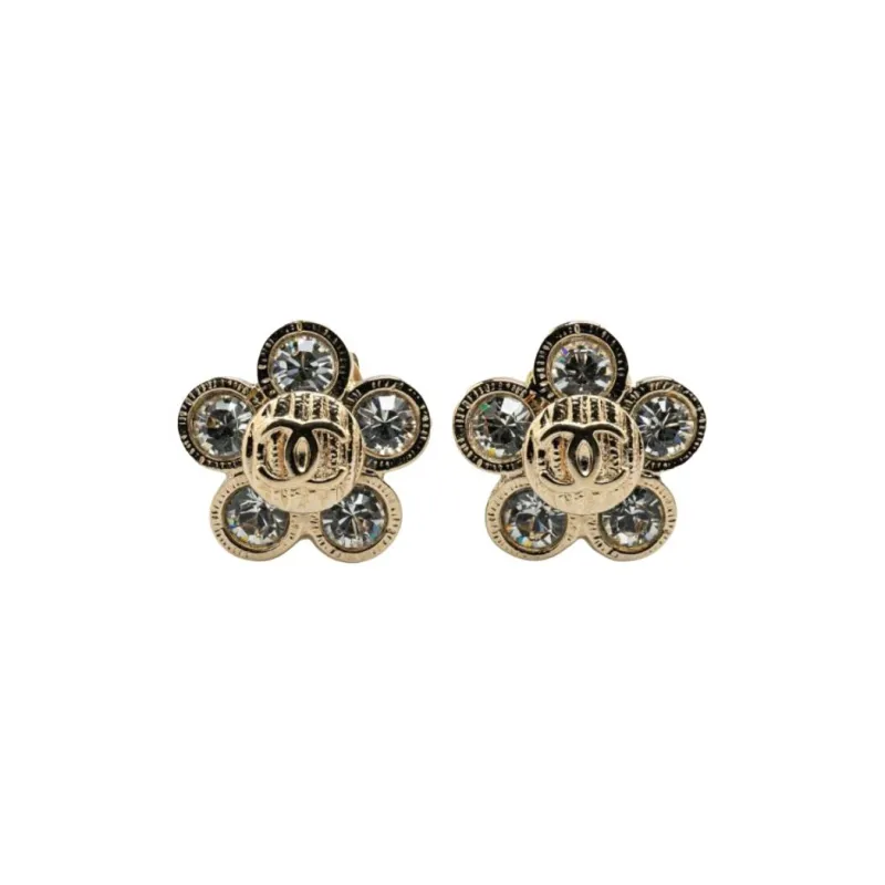 CHANEL 2006 Cc Logo Floral Clip on Earrings-0