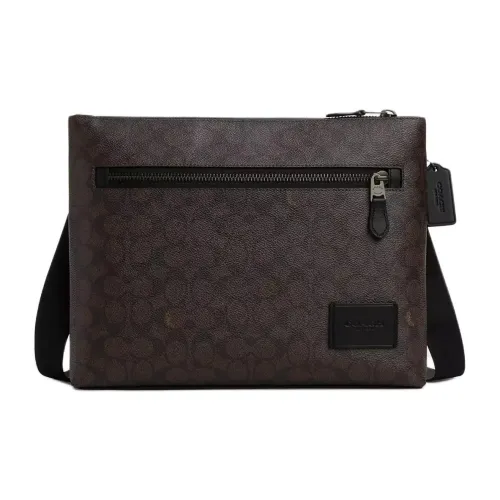COACH Carrier Coated Canvas Shoulder Bag Crossbody Bag Large Size Unisex Walnut Wood