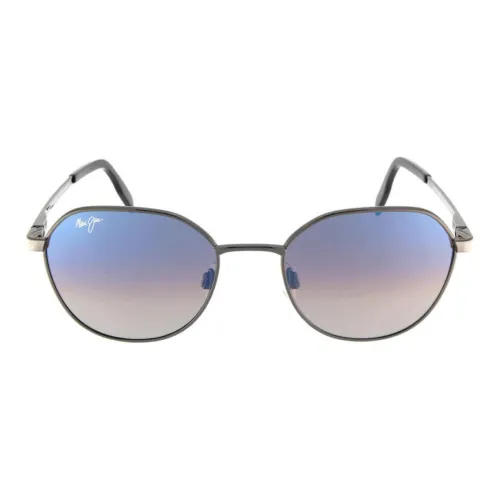 Maui Jim Metal Round Sunglasses Unisex Black