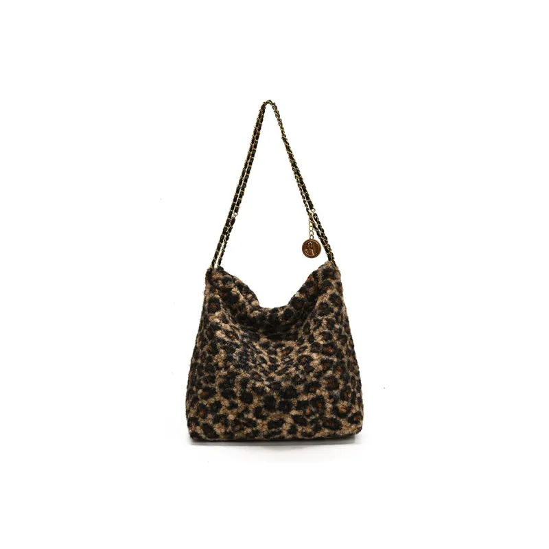 DALO Faux Fur Shoulder Bag Women's Khaki/Brown-6