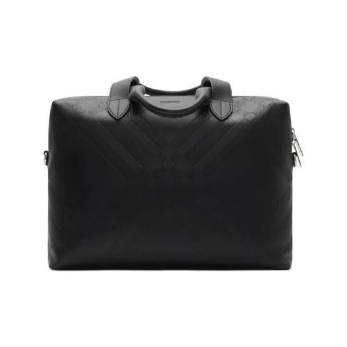 Burberry Calfskin Portable One Shoulder Crossbody Briefcases Men's Black