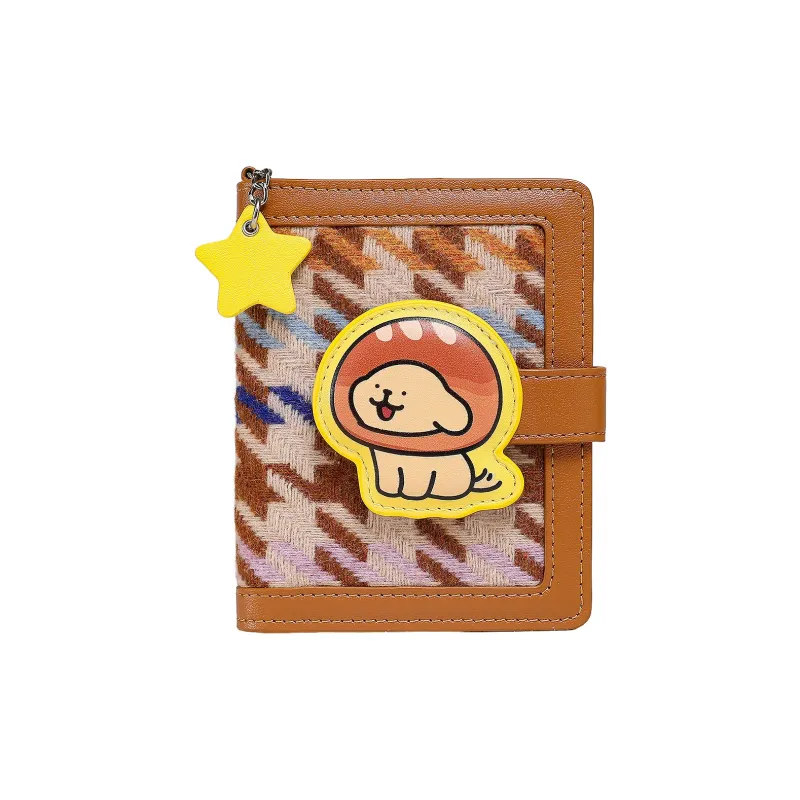 TOUTOU Maltese Fabric Wallet Regular Women's Sugar Needle Brown-0