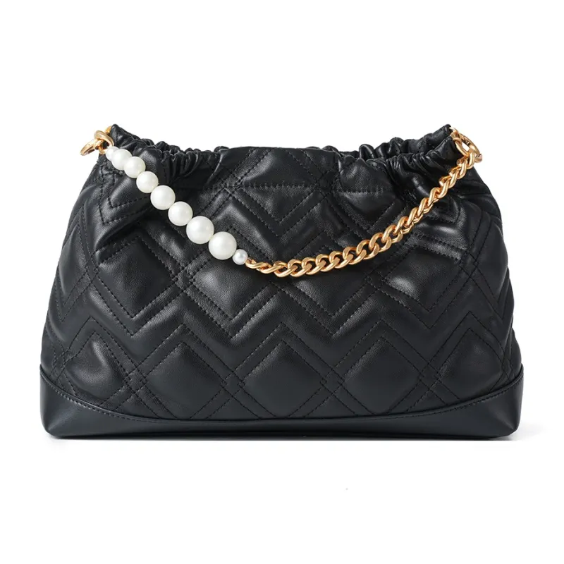 Montagut Sheepskin Handbag Regular Women's Black/Stone Gray/Acorn/Coconut Milk White-3