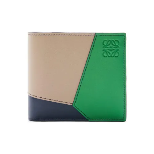 LOEWE Calfskin Wallet Men's Sand & Tropical Green