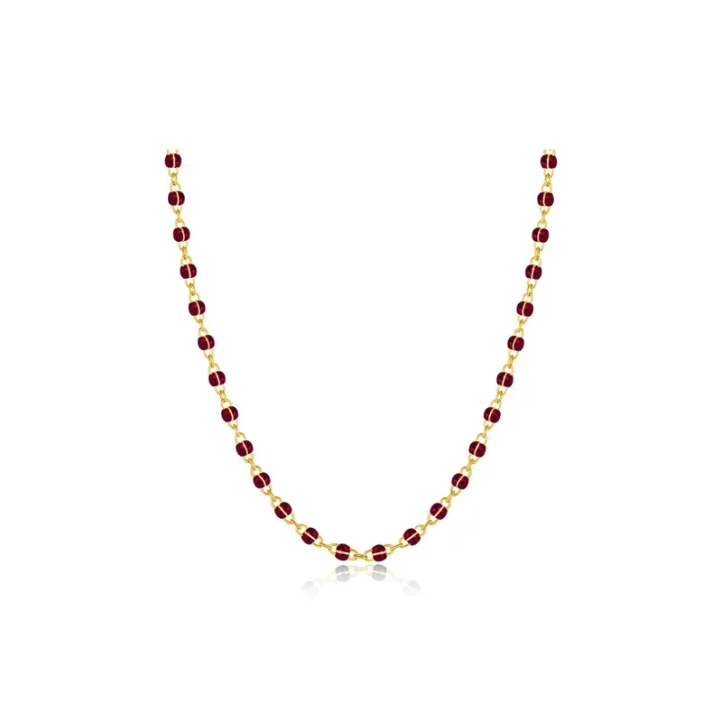 Agatha Gold Plated Brass Necklaces Unisex Bordeaux Red-0